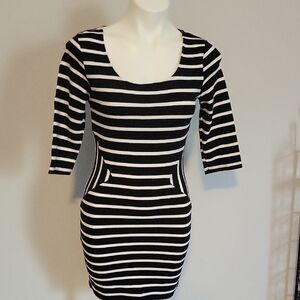 Charlotte Russe Black and White Striped Scoop-Neck Mini Dress..size Med